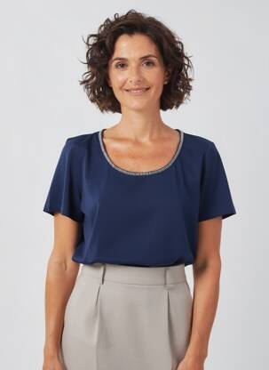 T-shirt coupe droite manches courtes bleu CONCEPT K femme