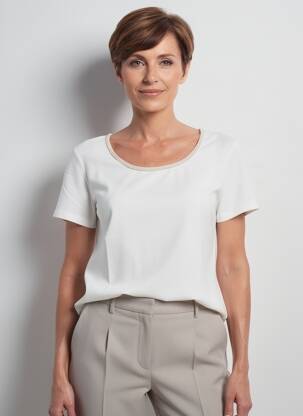 T-shirt coupe droite manches courtes blanc CONCEPT K femme