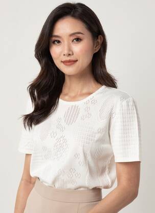 T-shirt coupe cintrée manches courtes blanc RODAM femme