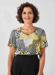 T-shirt imprimé fantaisie manches courtes noir PAUPORTÉ femme