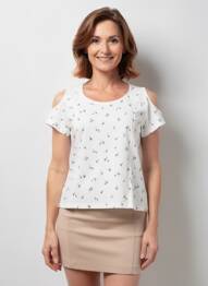 T-shirt imprimé fantaisie manches courtes blanc PAUPORTÉ femme