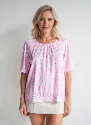 T-shirt imprimé fantaisie manches courtes rose RABE femme