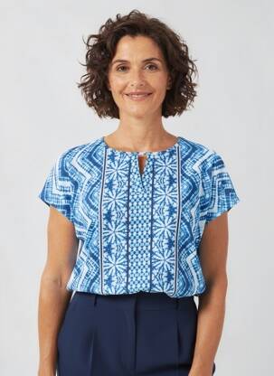 T-shirt imprimé fantaisie manches courtes bleu OLSEN femme