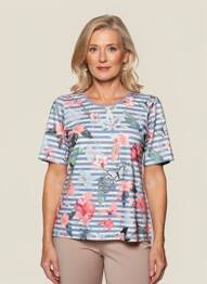 T-shirt stretch manches courtes bleu RABE femme