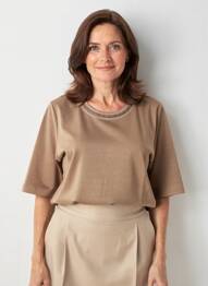 T-shirt coupe droite manches courtes marron RABE femme