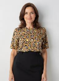 T-shirt coupe droite manches courtes marron FRANK WALDER femme