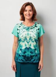 T-shirt imprimé fantaisie manches courtes vert OLSEN femme