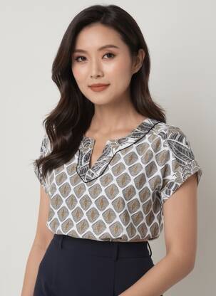 T-shirt imprimé fantaisie manches courtes blanc OLSEN femme