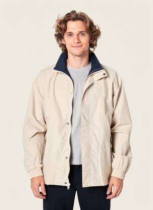 Coupe-vent fermeture zippée sous rabat scratché a capuche beige CBK homme