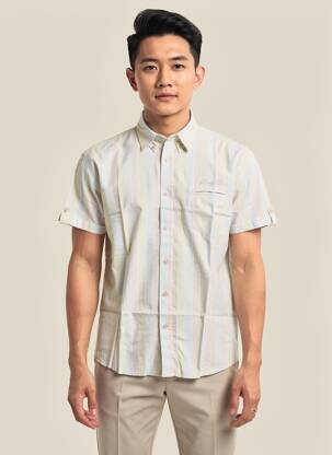 Chemise manches courtes coupe droite vert CBK homme