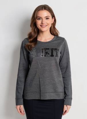 Pull coupe cintrée manches longues gris KALAÏS femme