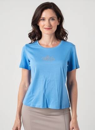 T-shirt coupe cintrée manches courtes bleu GEVANA femme