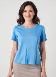 T-shirt coupe cintrée manches courtes bleu GEVANA femme