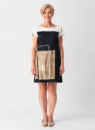 Robe courte manches courtes manches courtes noir CLAUDE DE SAIVRE femme