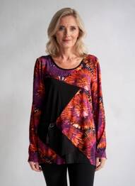 T-shirt imprimé fantaisie manches longues noir HALOGENE femme