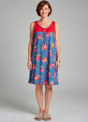 Chemise de nuit imprimé fantaisie bleu MASSANA femme
