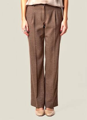 Pantalon droit fermeture zippée sous rabat boutonné taille normale marron PAUPORTÉ femme