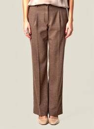 Pantalon droit fermeture zippée sous rabat boutonné taille normale marron PAUPORTÉ femme