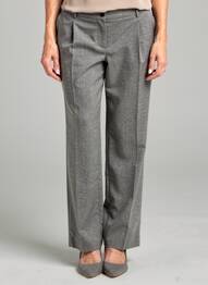 Pantalon droit fermeture zippée sous rabat boutonné taille normale gris PAUPORTÉ femme