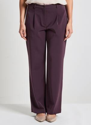 Pantalon droit tissage crêpe taille haute violet LEWINGER femme