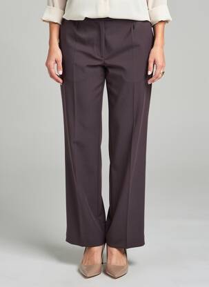 Pantalon droit taille à pinces taille haute violet QUATTRO femme