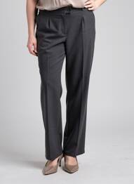 Pantalon droit taille à pinces taille haute gris QUATTRO femme
