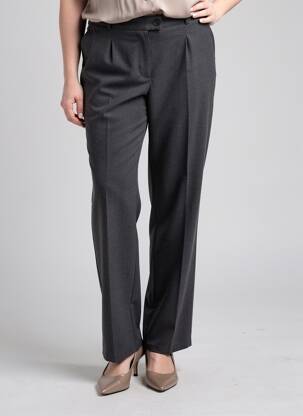 Pantalon droit taille à pinces taille haute gris QUATTRO femme