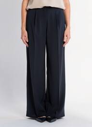 Pantalon large fermeture zippée sous rabat boutonné taille normale bleu CLAUDIA GIL femme