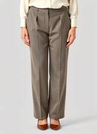 Pantalon droit taille à pinces taille haute marron QUATTRO femme