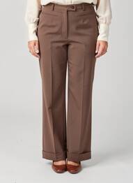 Pantalon flare taille à pinces taille haute marron QUATTRO femme