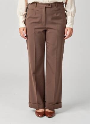 Pantalon flare taille à pinces taille haute marron QUATTRO femme