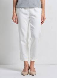 Pantalon 7/8 taille élastique taille normale blanc FRANK WALDER femme
