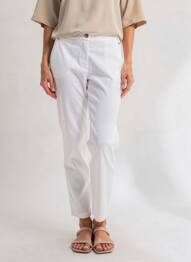 Pantalon chino tissage popeline taille normale blanc TONI femme