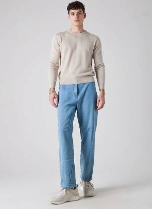 Pantalon chino tissage popeline taille normale bleu TONI femme