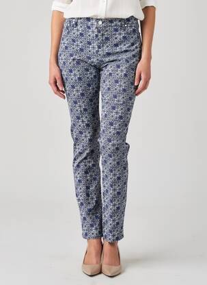 Pantalon slim tissage popeline taille normale bleu CONCEPT  K femme
