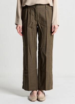 Pantalon droit fermeture zippée sous rabat boutonné taille normale vert OLSEN femme