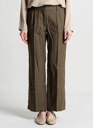 Pantalon droit fermeture zippée sous rabat boutonné taille normale vert OLSEN femme