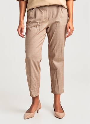Pantalon 7/8 tissage popeline taille normale marron FRANK WALDER femme