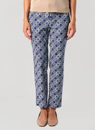 Pantalon slim tissage popeline taille normale bleu CONCEPT K femme