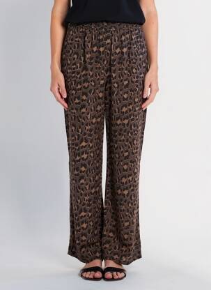 Pantalon large tissage popeline taille normale marron SOYACONCEPT femme