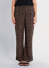Pantalon large tissage popeline taille normale marron SOYACONCEPT femme