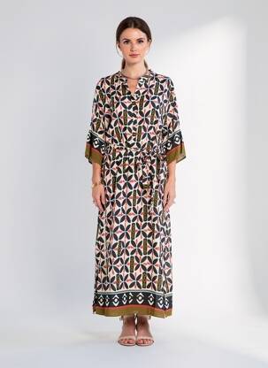Robe longue imprimé fantaisie manches 3/4 noir SOYACONCEPT femme