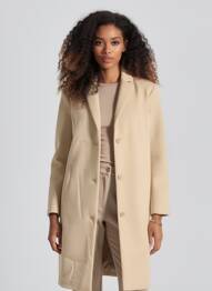 Manteau long coupe droite sans capuche beige SOYACONCEPT femme