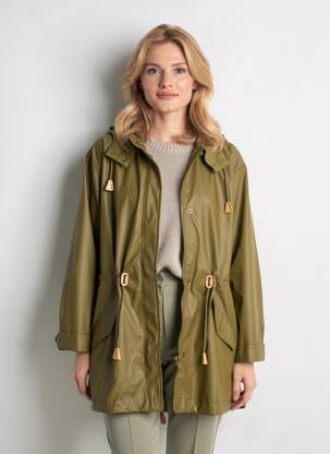 Imperméable manches longues a capuche vert SOYACONCEPT femme