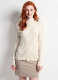 Pull col roulé coupe cintrée manches longues beige SOYACONCEPT femme