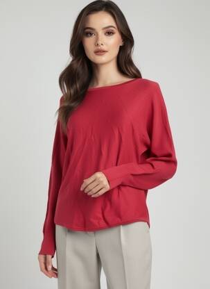 Pull coupe droite manches longues rouge SOYACONCEPT femme