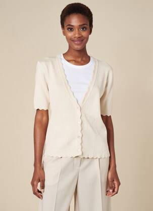 Gilet manches courtes fermeture boutonnée sur le devant beige SOYACONCEPT femme