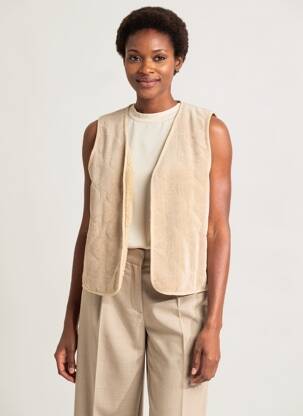 Gilet sans manche col v beige SOYACONCEPT femme