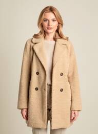 Manteau long coupe droite sans capuche beige SOYACONCEPT femme