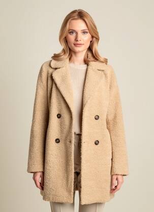 Manteau long coupe droite sans capuche beige SOYACONCEPT femme